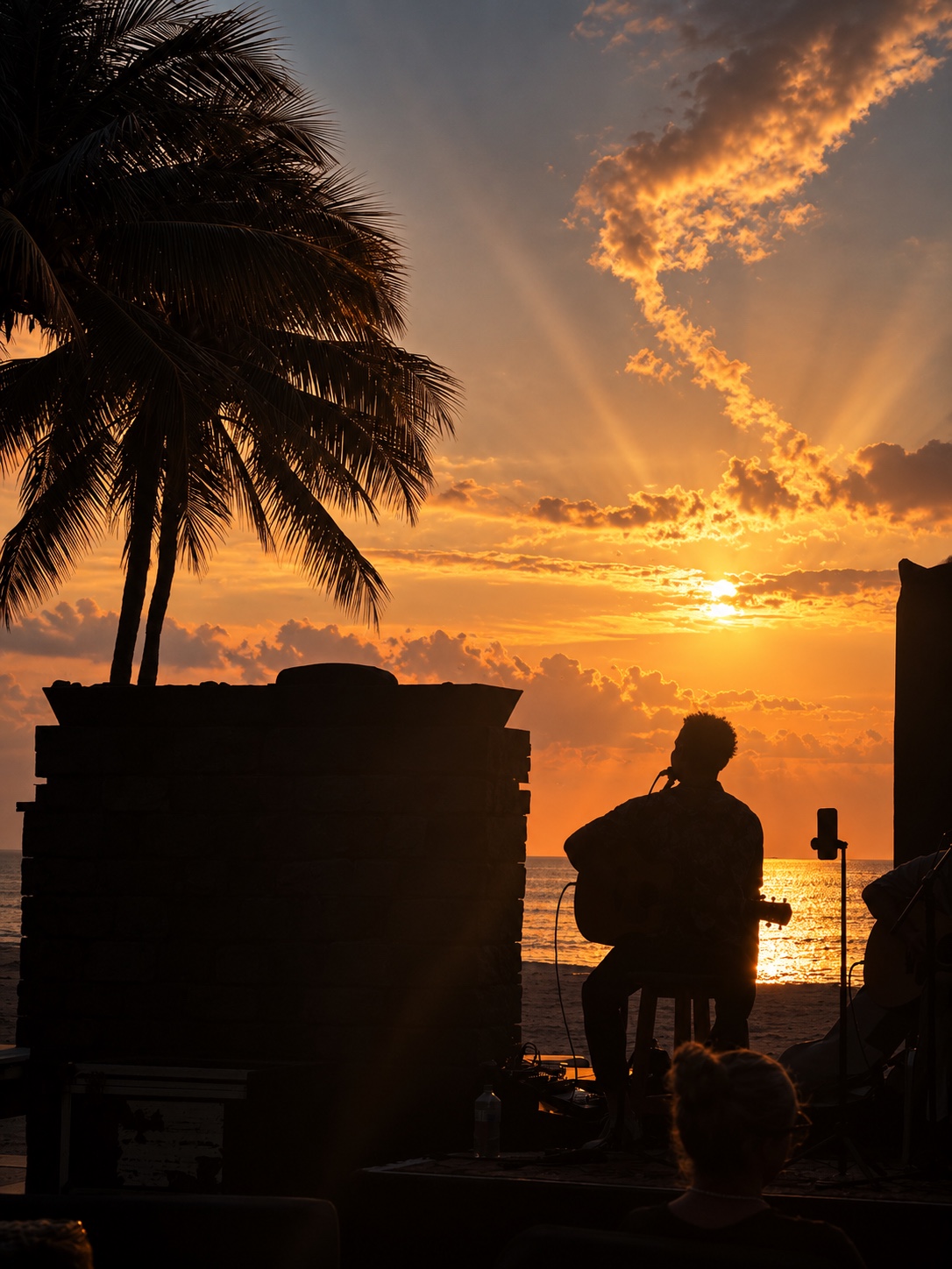 Live music with a sunset backdrop. Edited photograph.